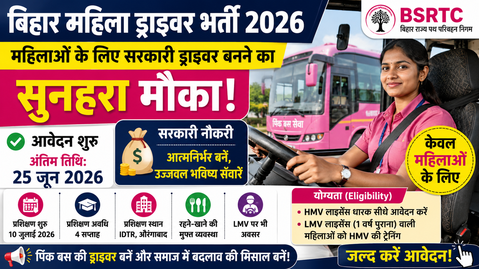 Bihar Mahila Driver Vacancy 2026