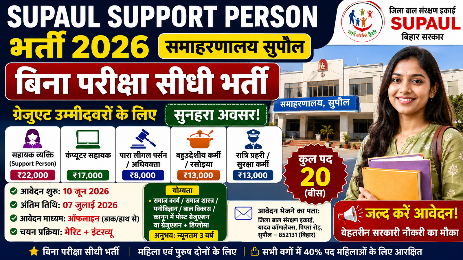 Supaul Support Person Recruitment 2026