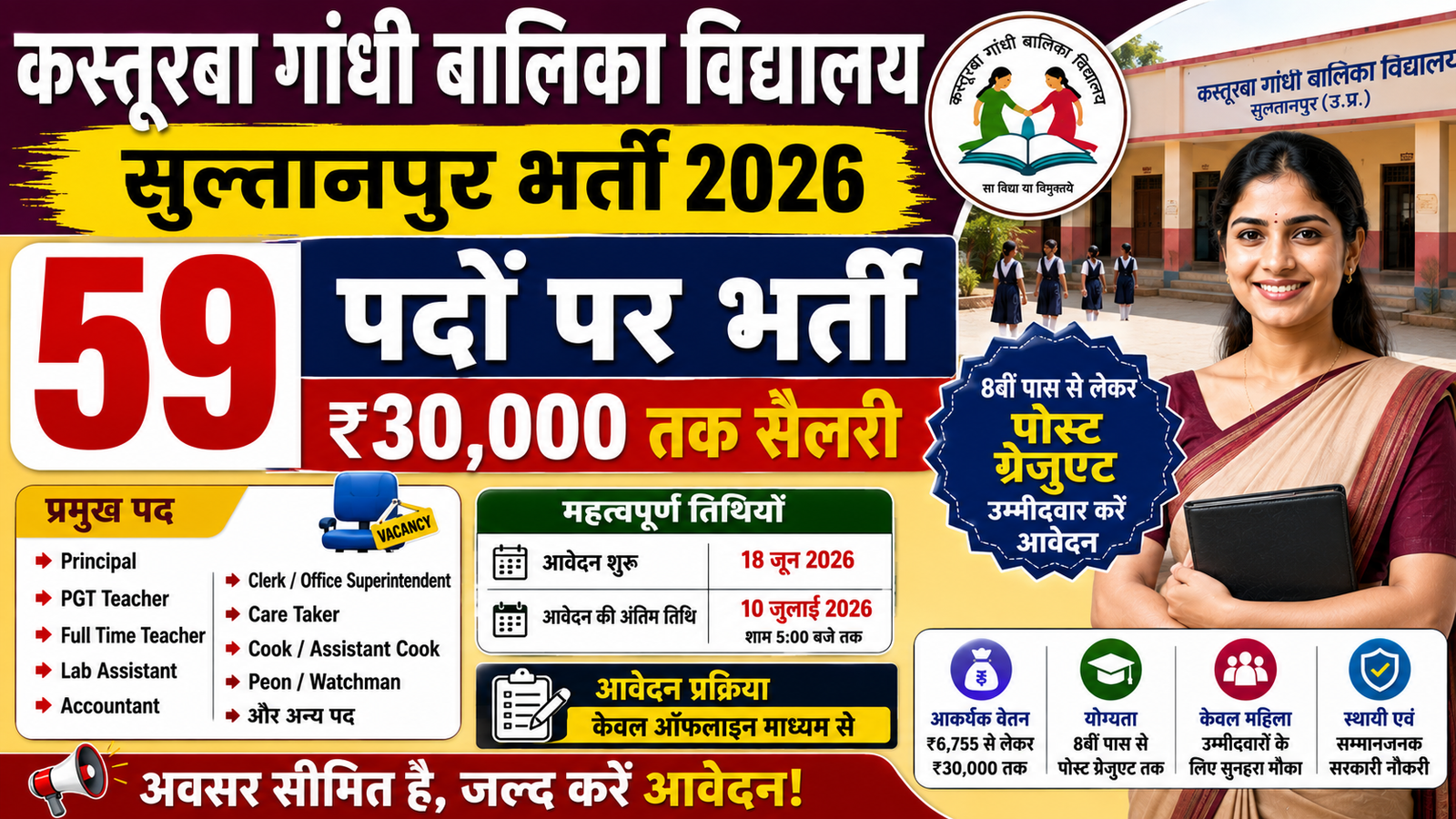 Kasturba Gandhi Girls School Sultanpur Recruitment
