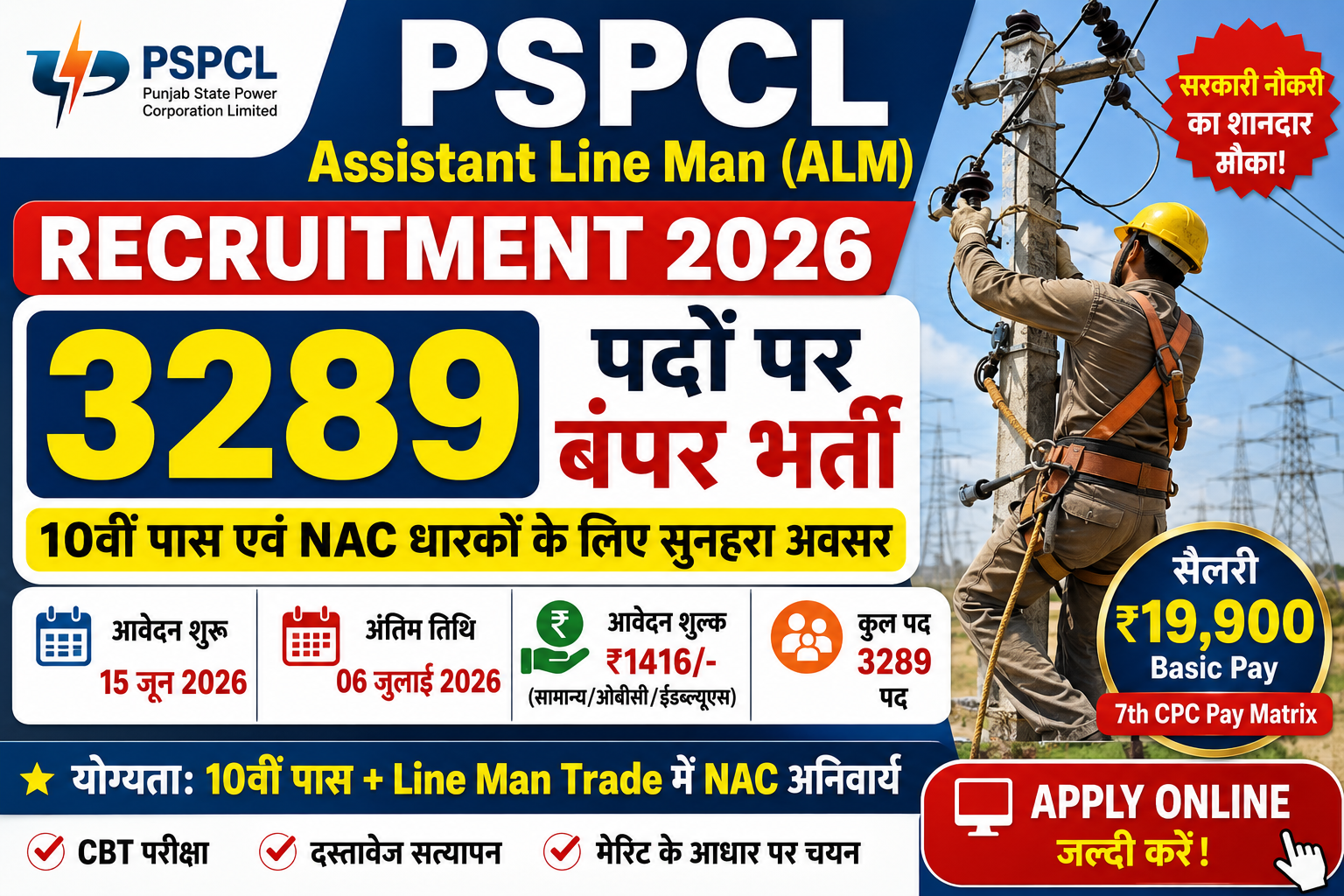 PSPCL Assistant Line Man (ALM) Recruitment 2026