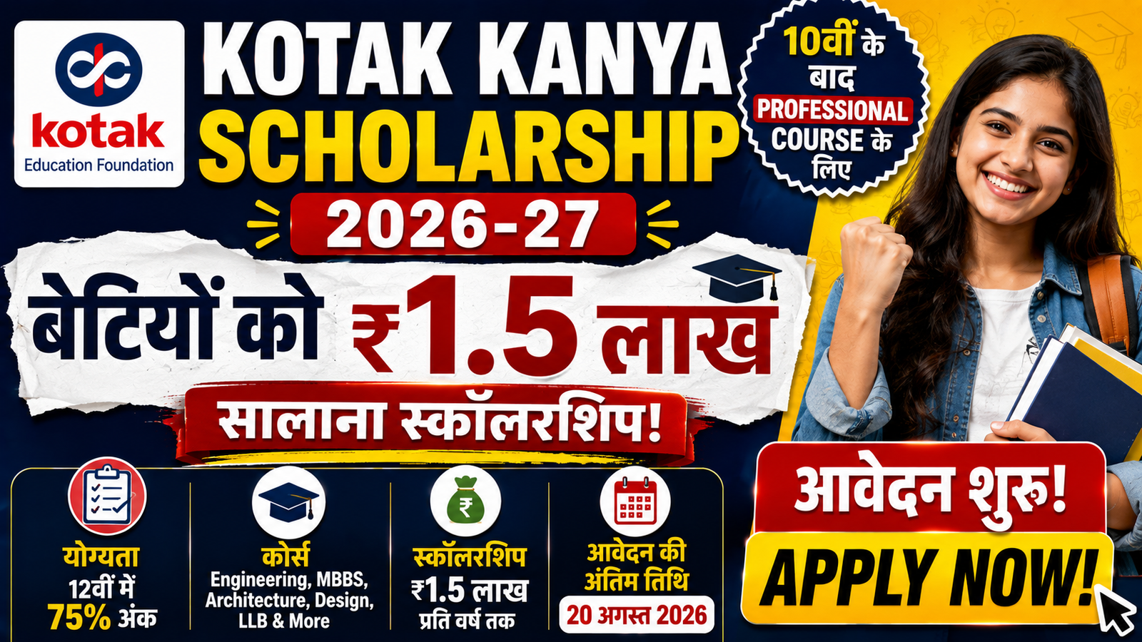 Kotak Kanya Scholarship 2026-27